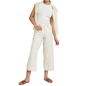 NWT High-Rise Wide-Leg Crop Cream/Ivory Stretch Jeans - Womens Size 14 Pants